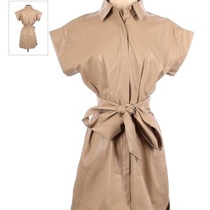 Tan mini leather dress